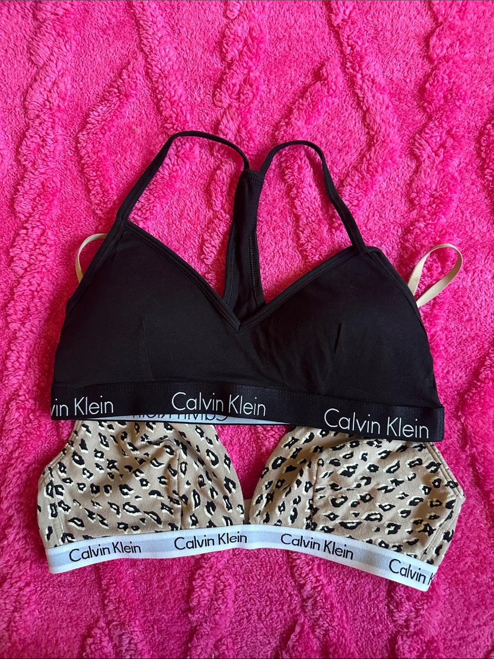 Calvin Klein Women's Bralette bundle - Black & Leopard